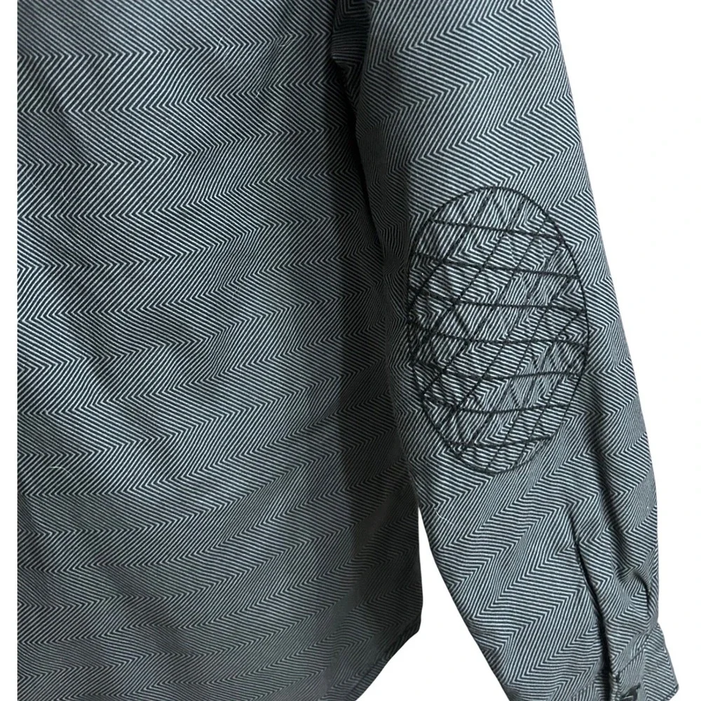 Vans Quilted Shirt Jacket Youth Medium Grey White Herringbone Lined‎ Puffer